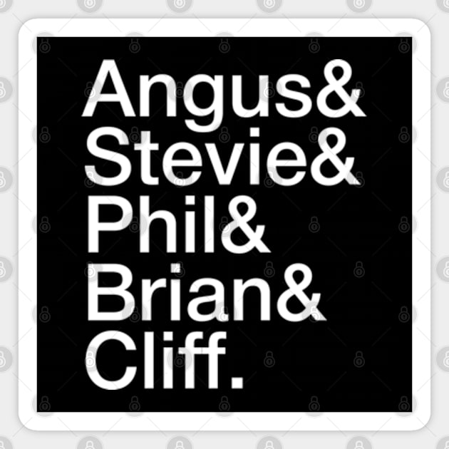 Angus Stevie Phil Brian & Cliff Magnet by Three Meat Curry